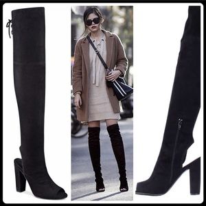 GUESS Over-The-Knee Black Peep Toe Boots